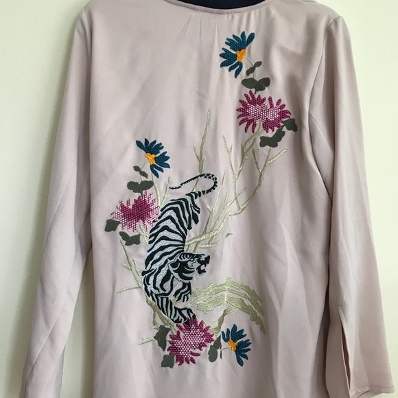NWT TopShop Embroidered Tiger Duster Coat Jacket - Picture 7 of 8